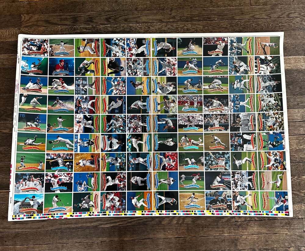 1997 Topps Stadium Club Baseball Series 1 Uncut Sheet Derek Jeter Barry Bonds